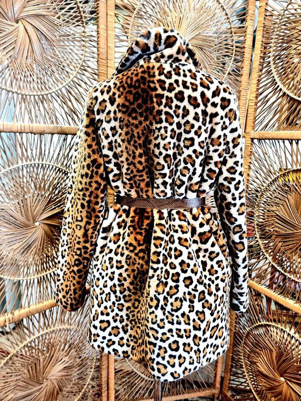 Vintage 80's Faux Fur Leopard Print Coat