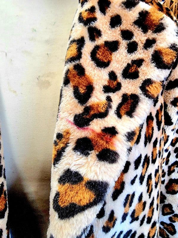Vintage 80's Faux Fur Leopard Print Coat