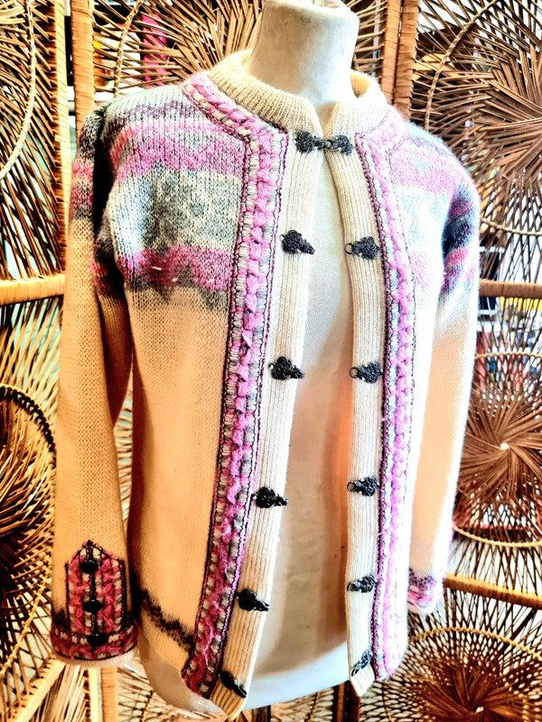 Vintage Pure New Wool Norwegian Cardigan