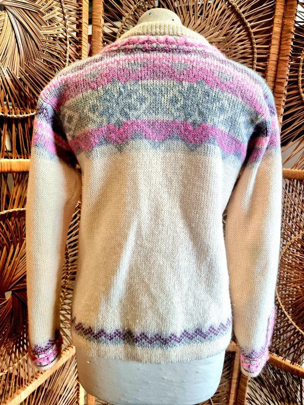 Vintage Pure New Wool Norwegian Cardigan