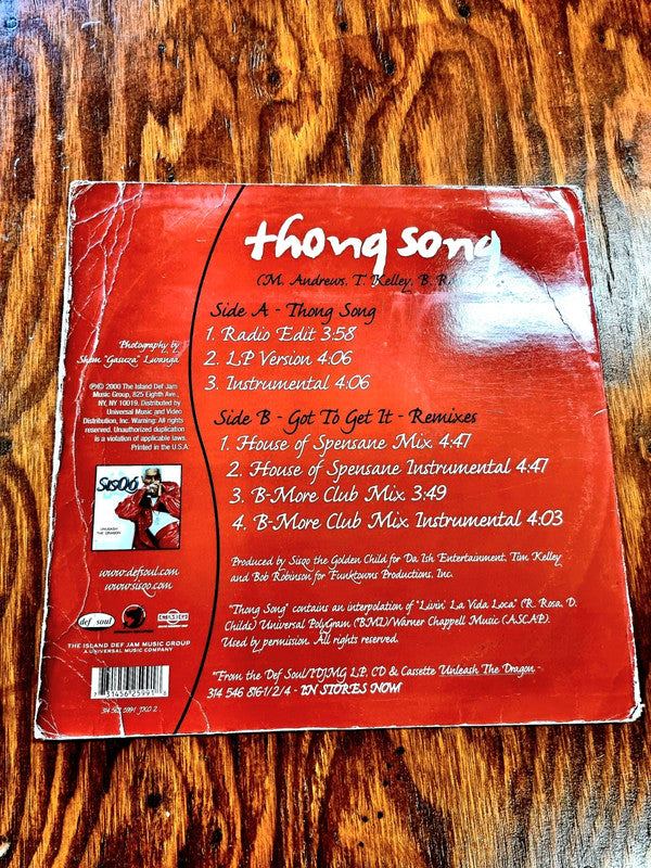 Sisqó – Thong Song / Got To Get It Remix Record Vinyl