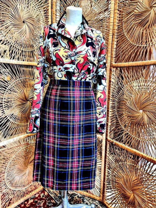 Vintage 1980s Kilt Style Wrap Skirt