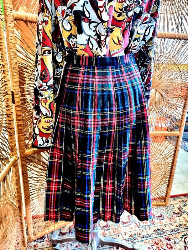 Vintage 1980s Kilt Style Wrap Skirt