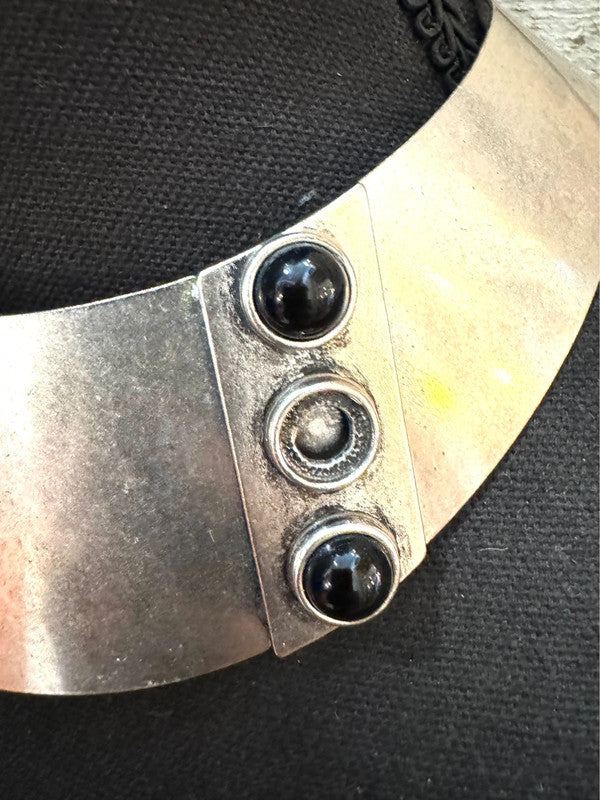 Zara Silver & Black Cabochon Cleopatra Style Collar