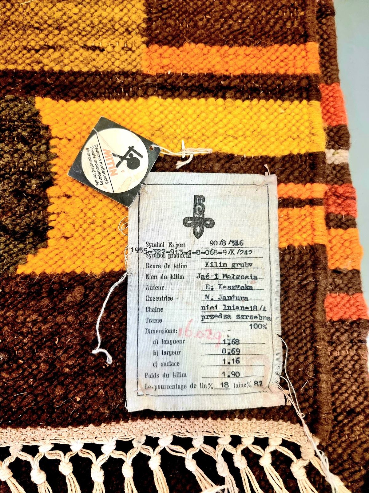 Authentic Vintage Polish Kilim Hand-woven Rug