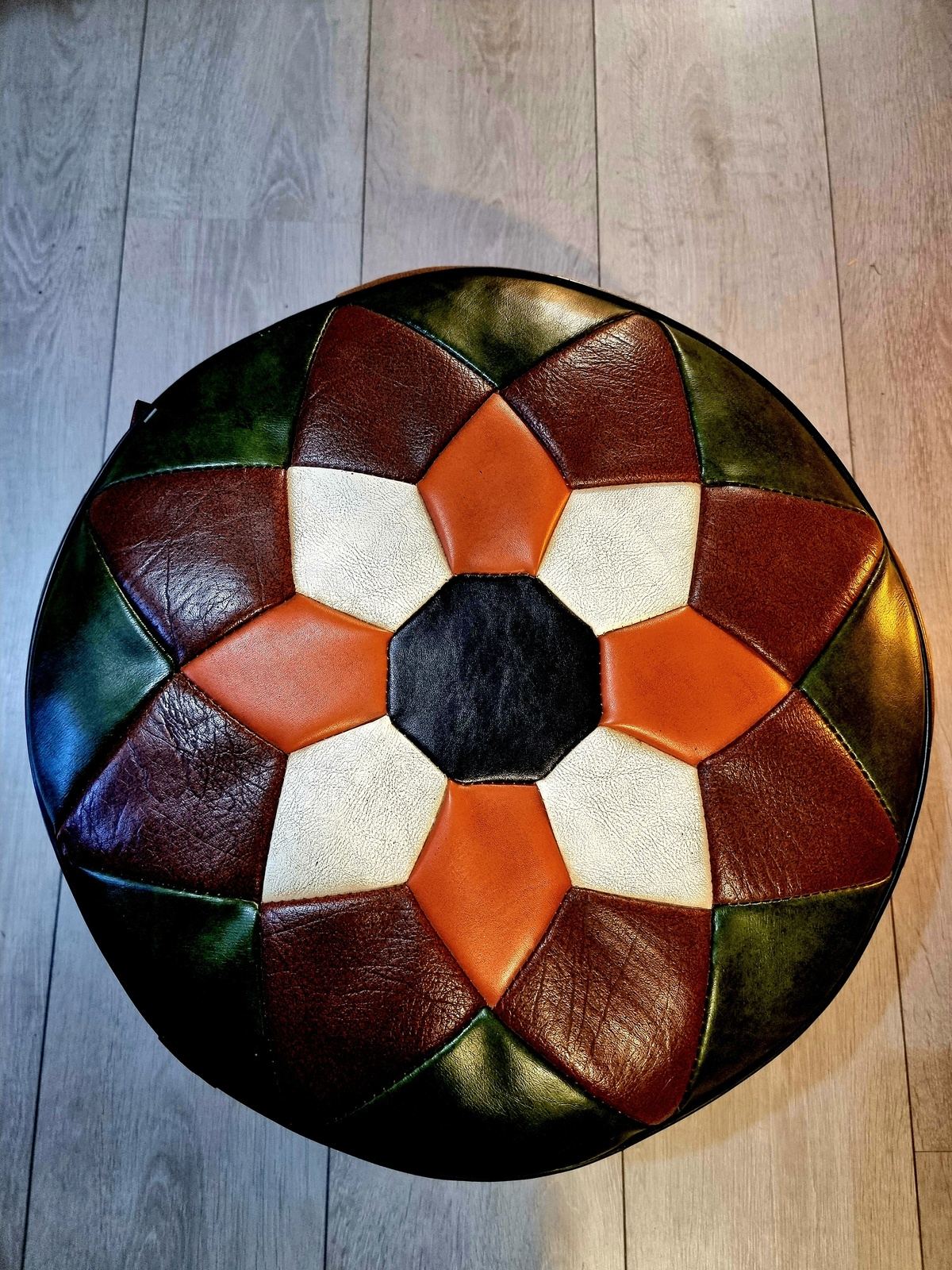 Vintage 1970's Patchwork Pouf Poefen