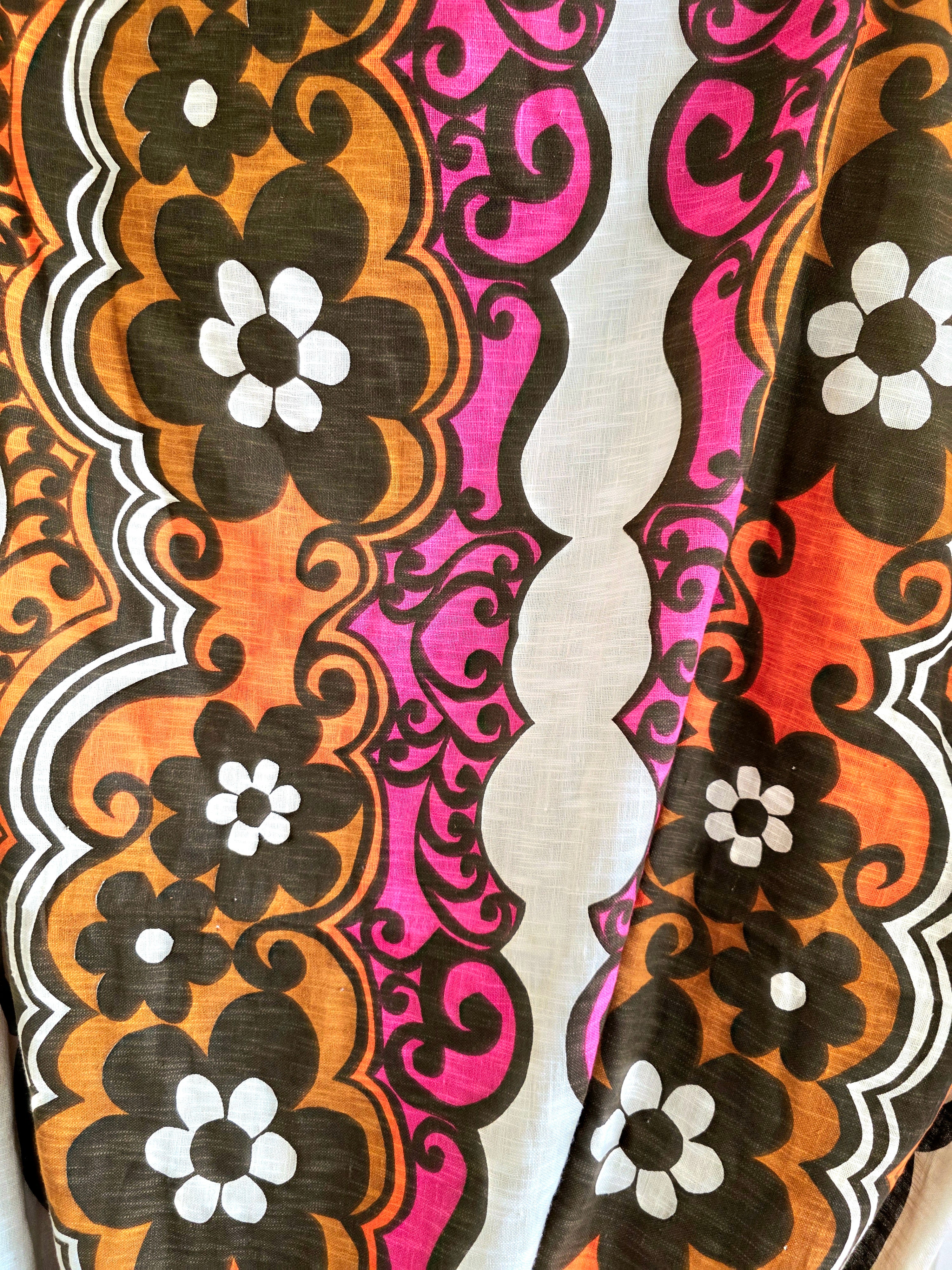 Vintage retro Original 1970s Floral Curtain