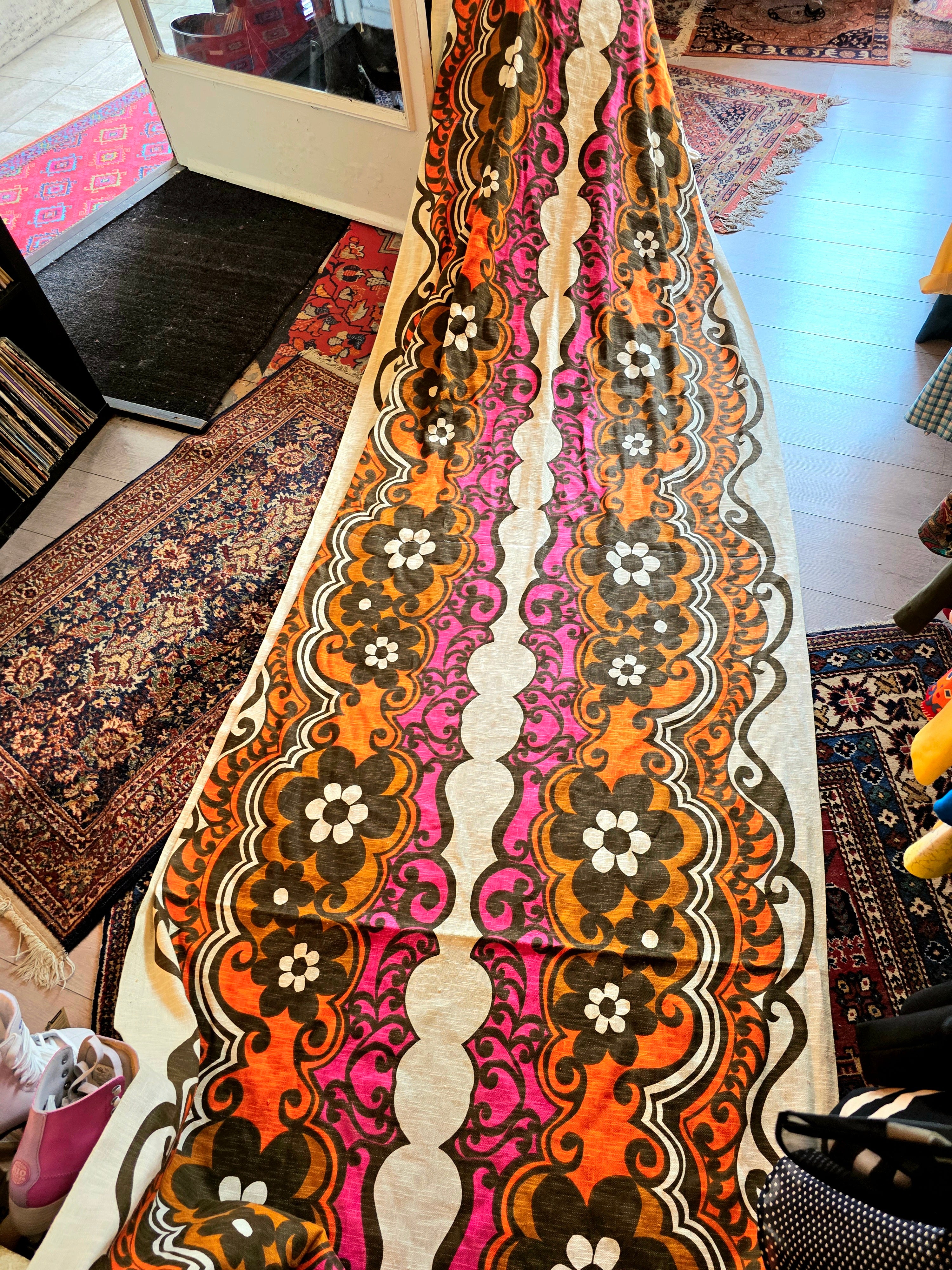 Vintage retro Original 1970s Floral Curtain