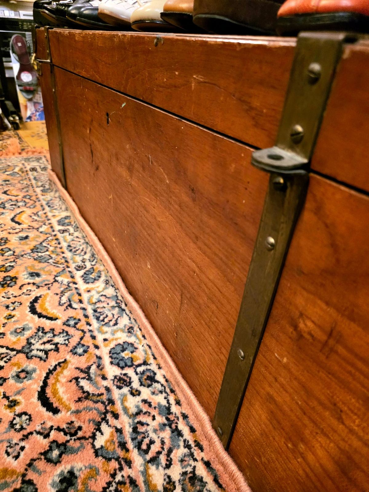 Antique Vintage Wooden Carriage Trunk/ Chest