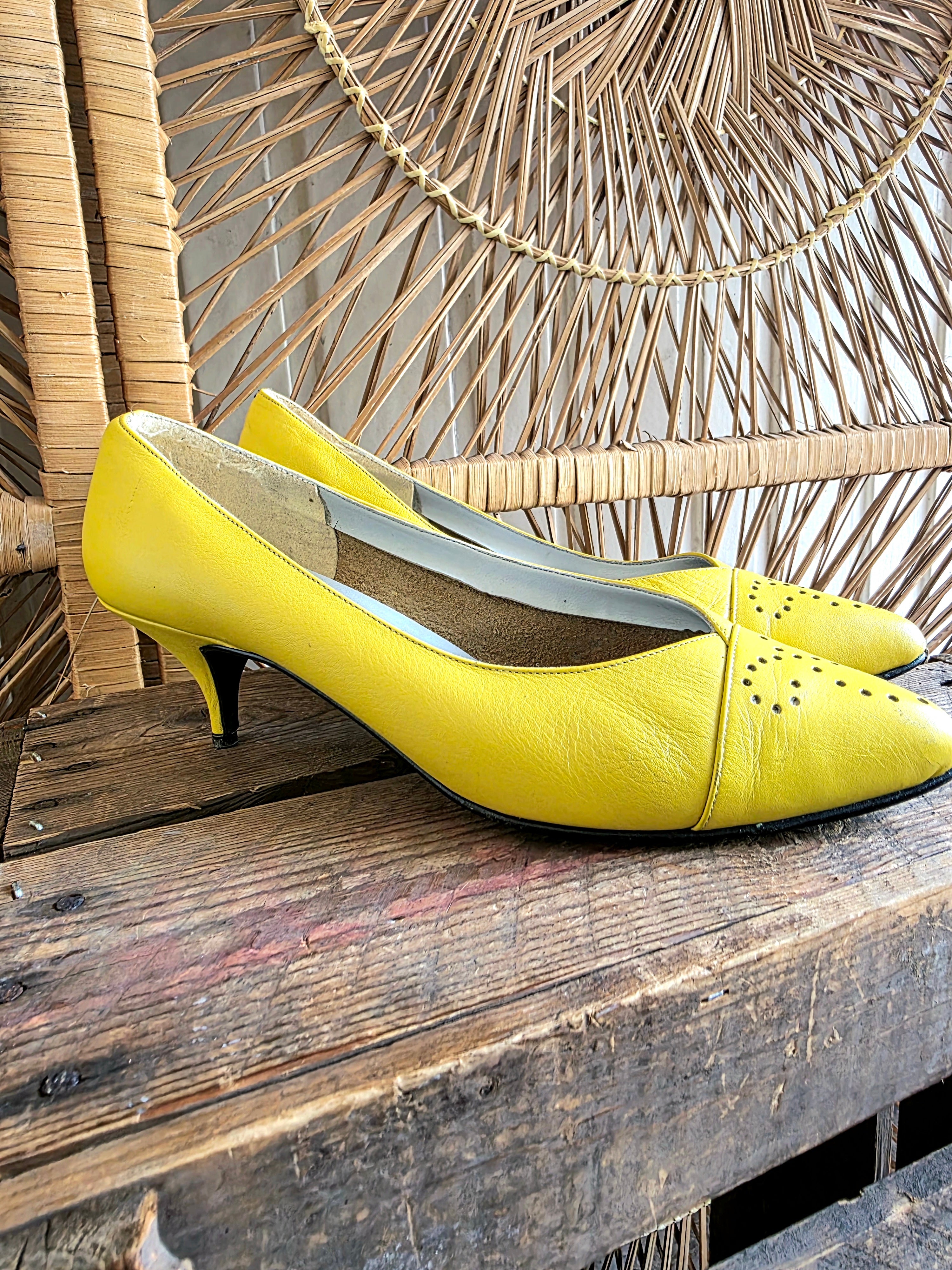 Vintage 80s Annabelle Neon Heel Yellow