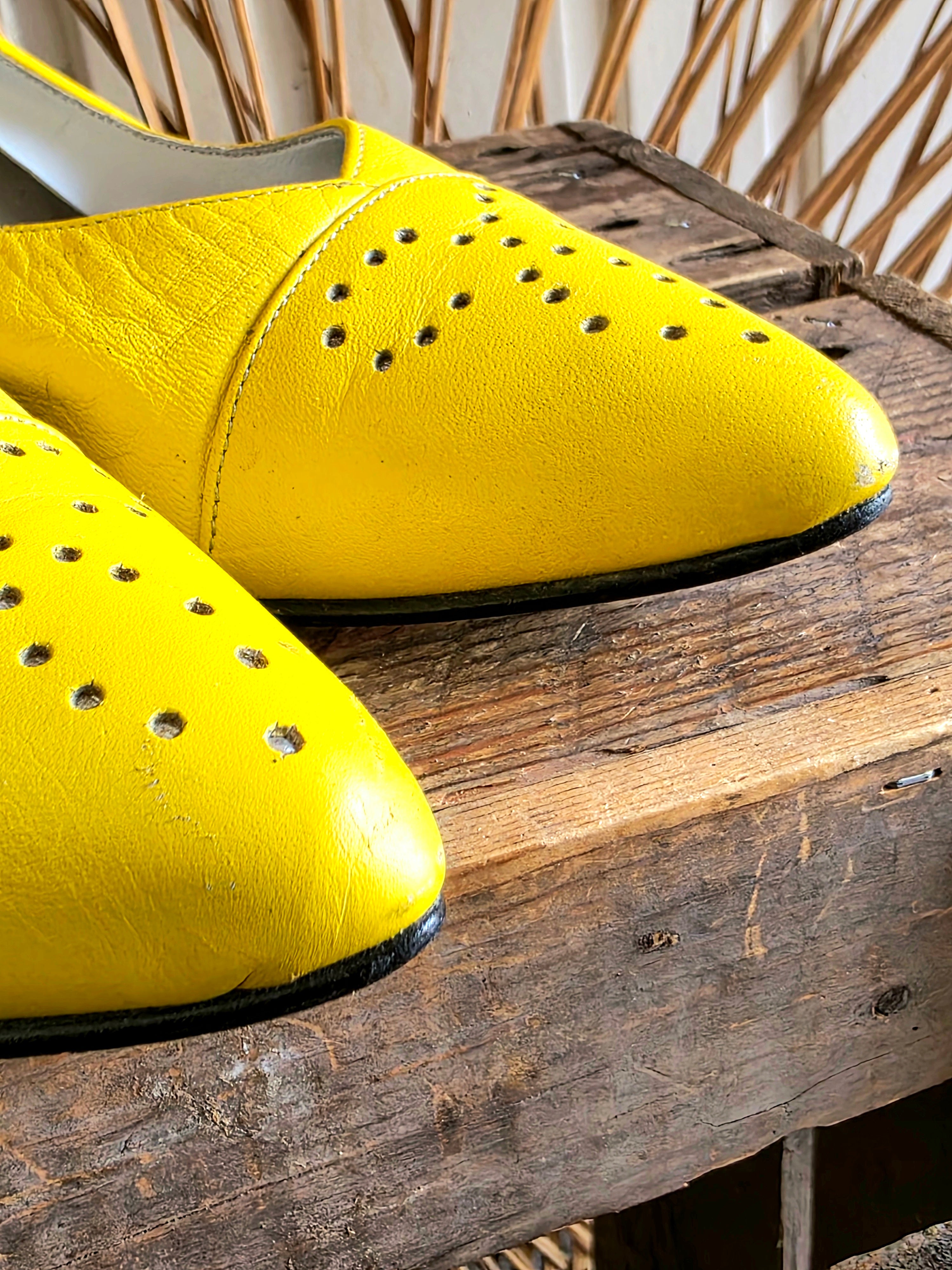 Vintage 80s Annabelle Neon Heel Yellow