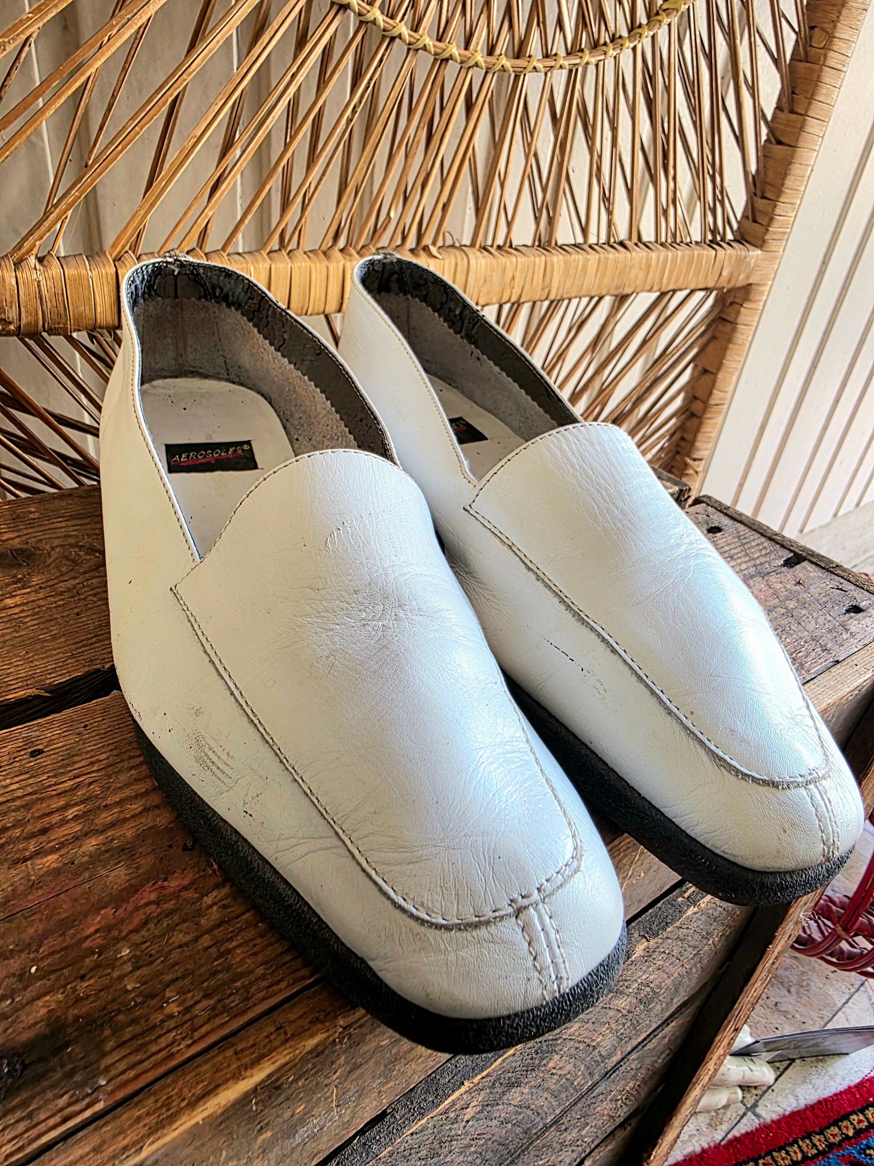 Vintage 80s Leather Slip On Loafers