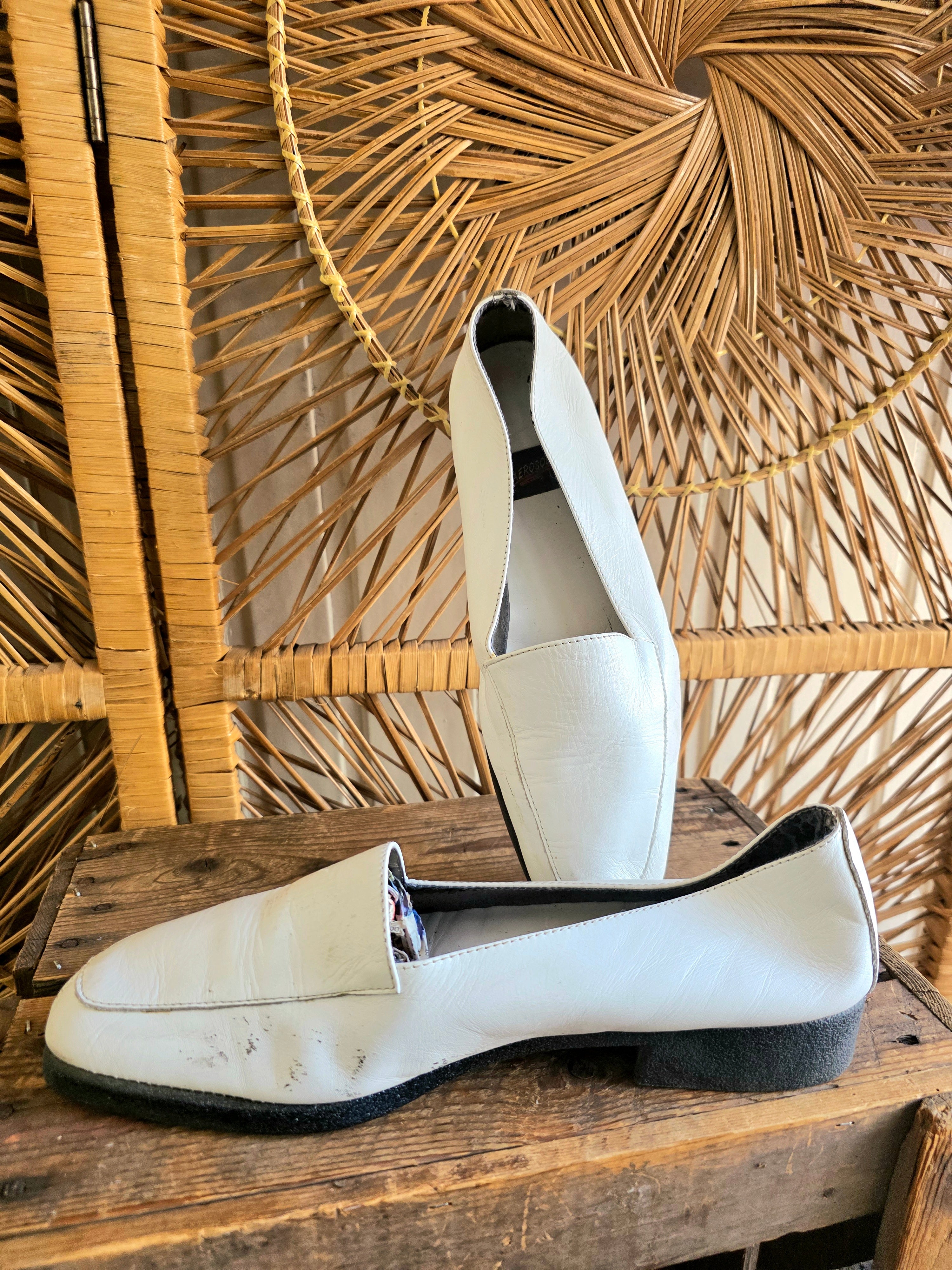 Vintage 80s Leather Slip On Loafers