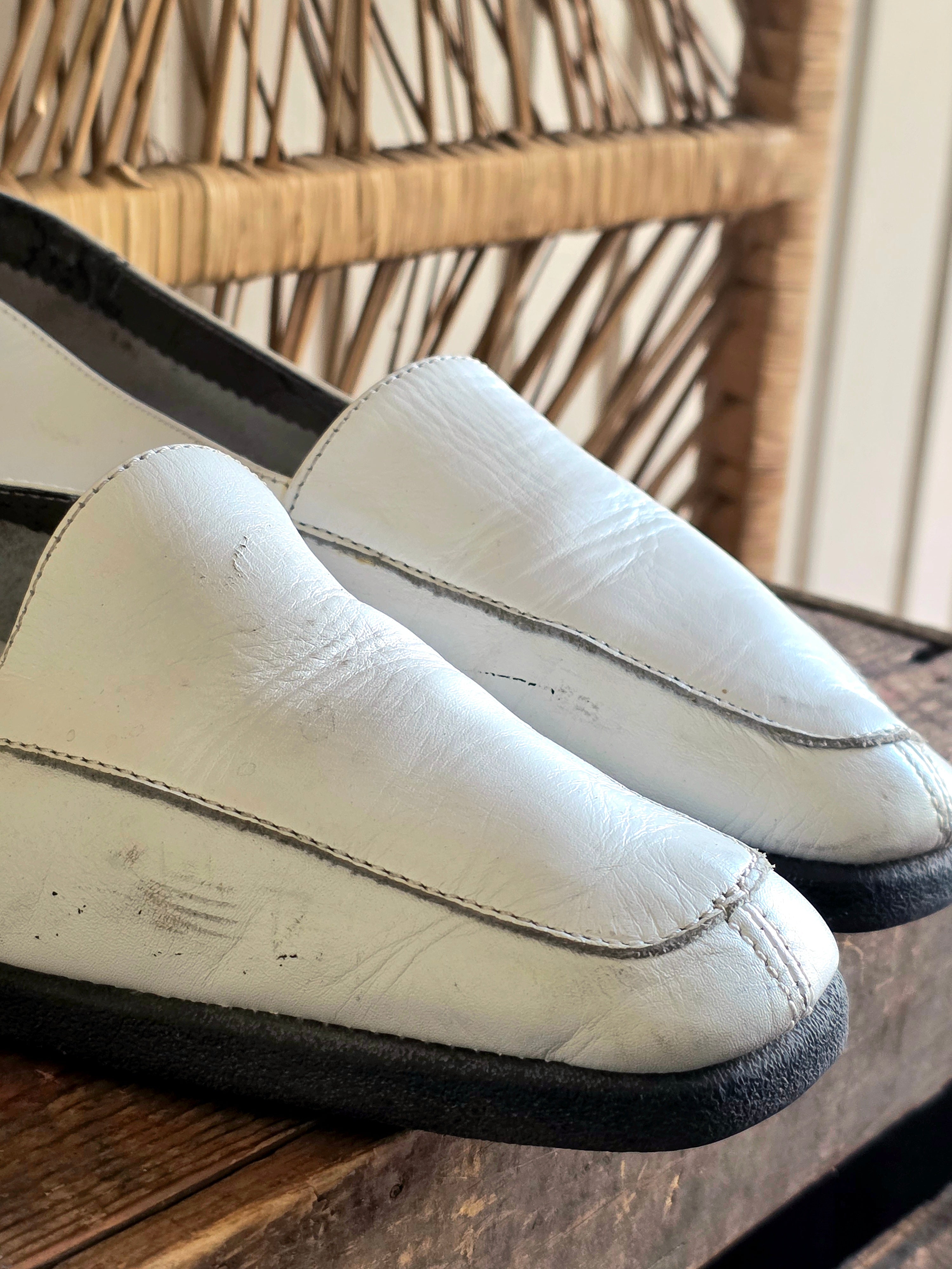 Vintage 80s Leather Slip On Loafers