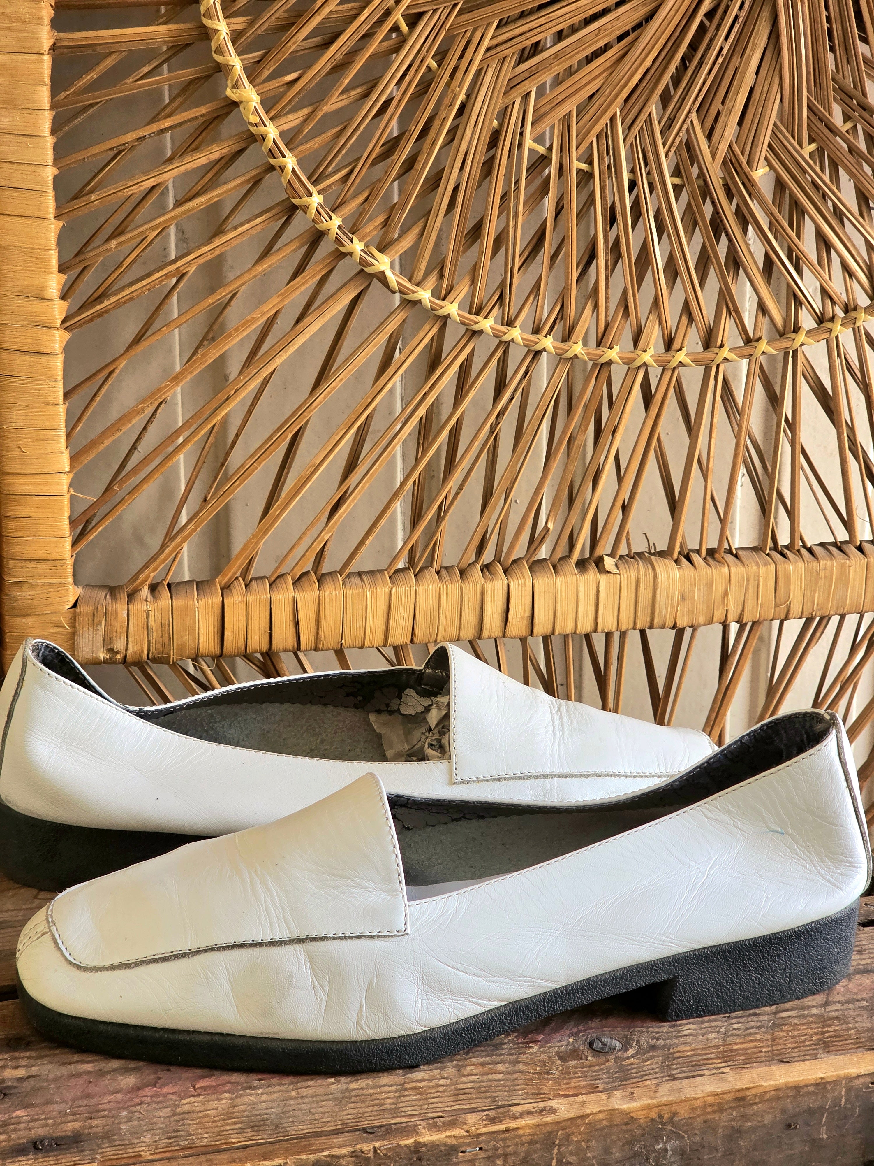 Vintage 80s Leather Slip On Loafers