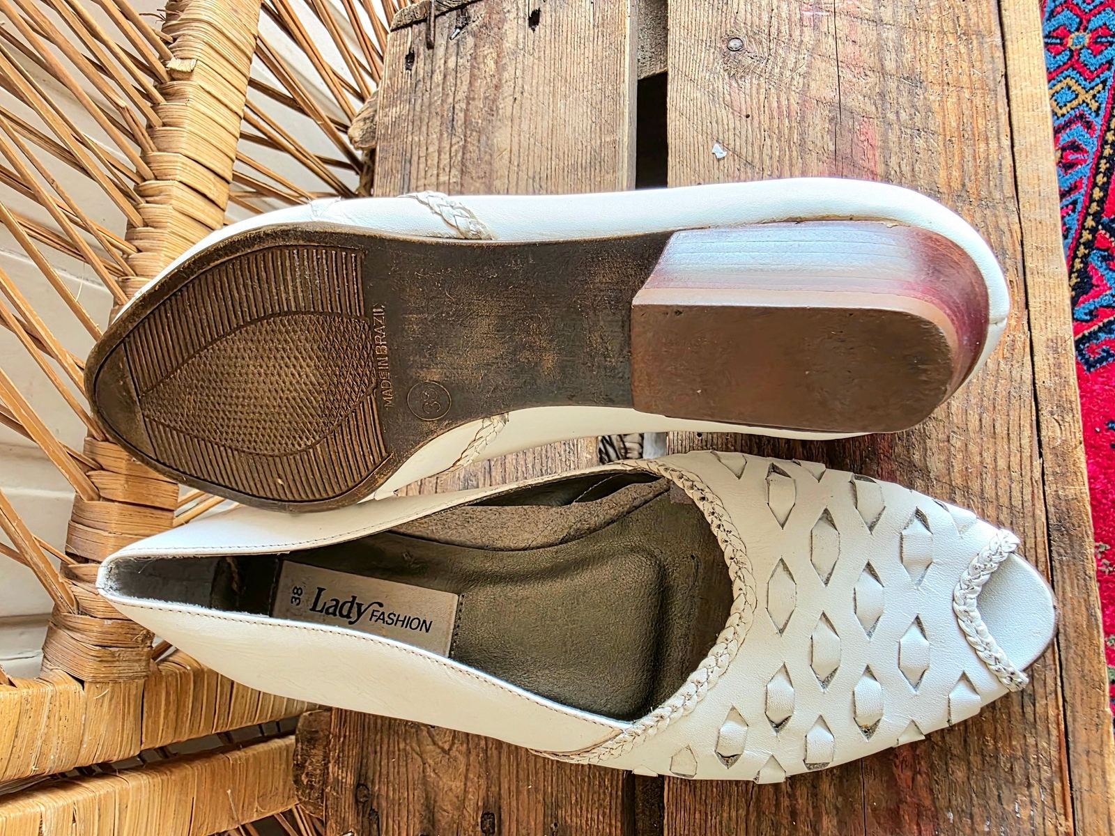 Vintage 1980s Lady Fashion Peep Toes Slip on Shoes