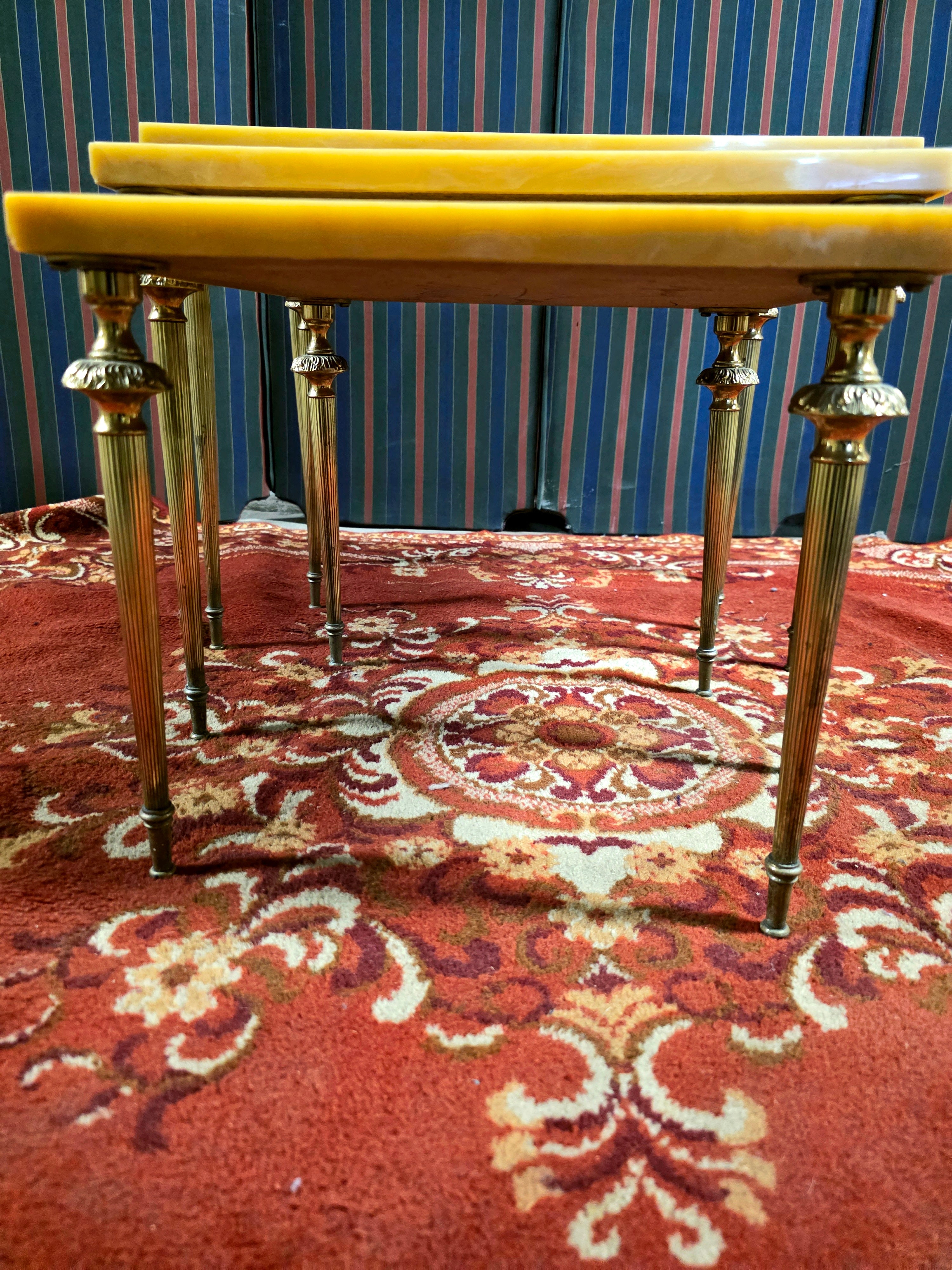 Set of 3 Vintage 1950s Marble Top Nesting Tables