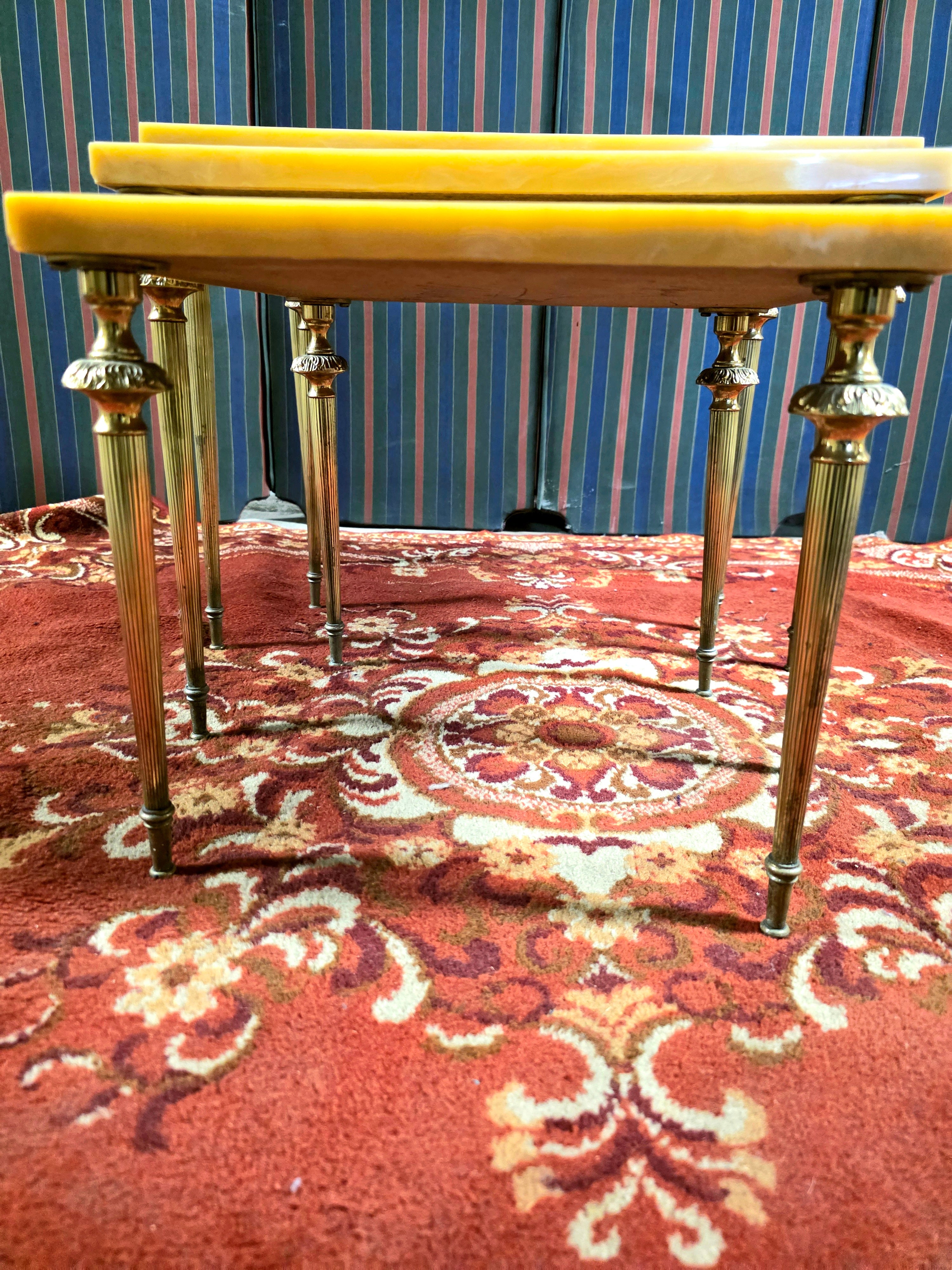 Set of 3 Vintage 1950s Marble Top Nesting Tables