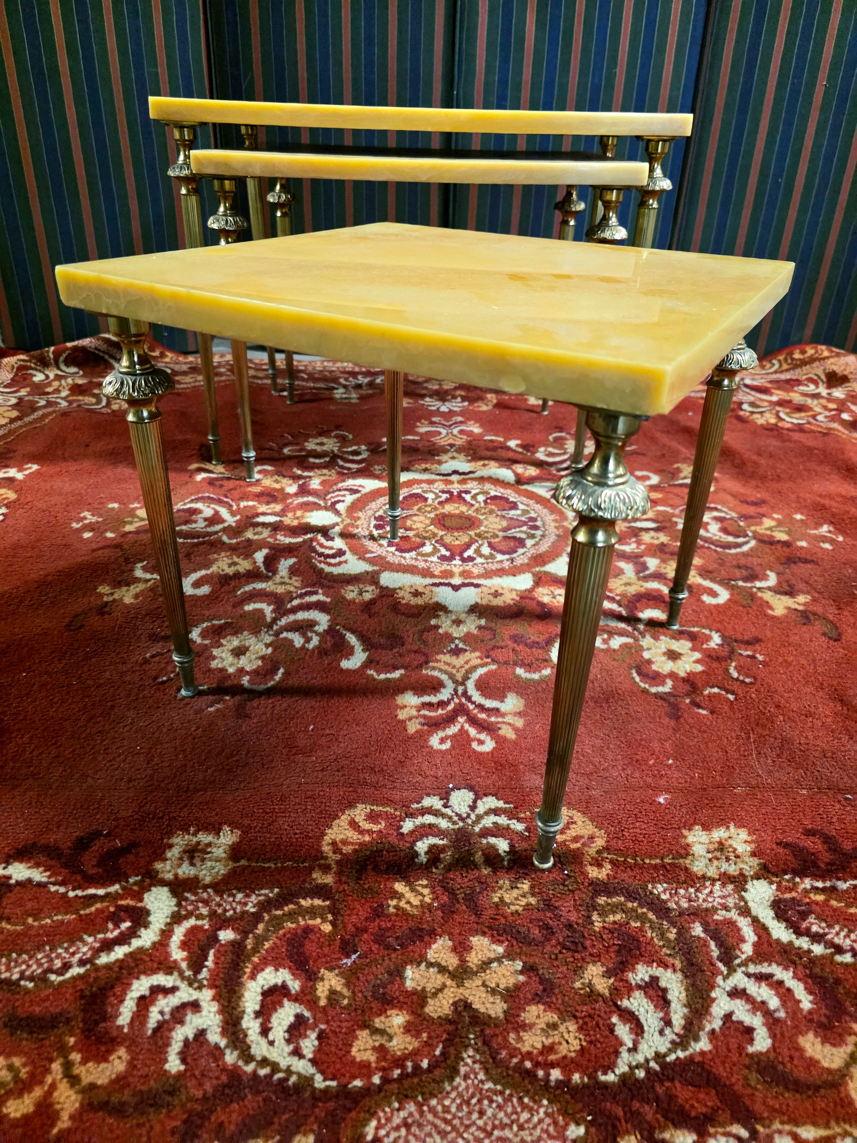 Set of 3 Vintage 1950s Marble Top Nesting Tables