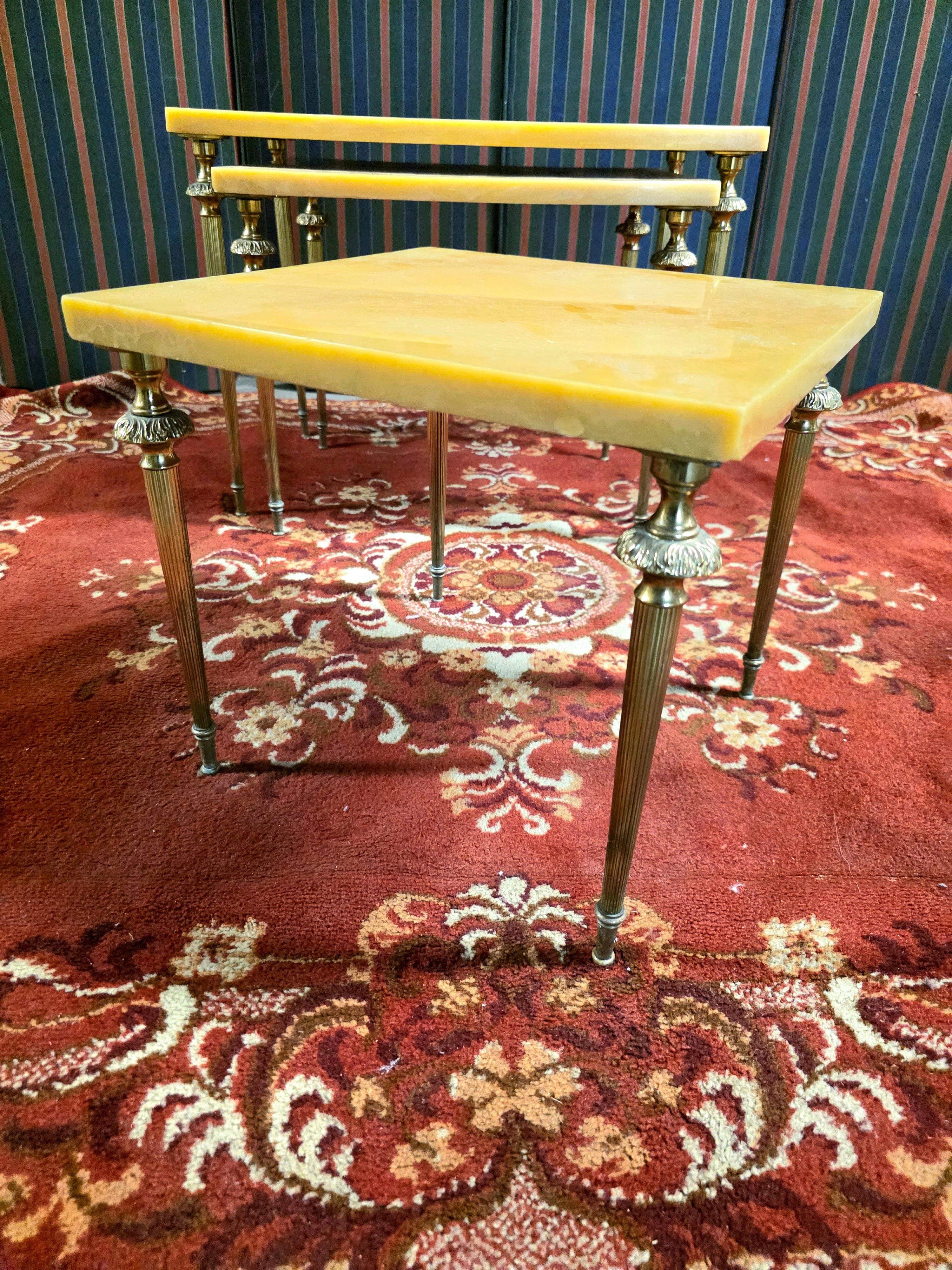 Set of 3 Vintage 1950s Marble Top Nesting Tables