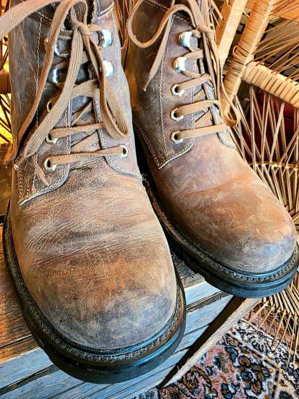 Vintage 80's Distressed Leather Hiking Boots