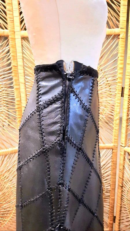 Vintage 80's Leather Patchwork Skirt