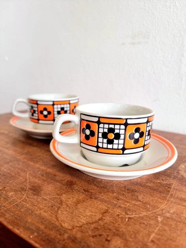 Vintage Lubiana Tea Cups with Saucers x2