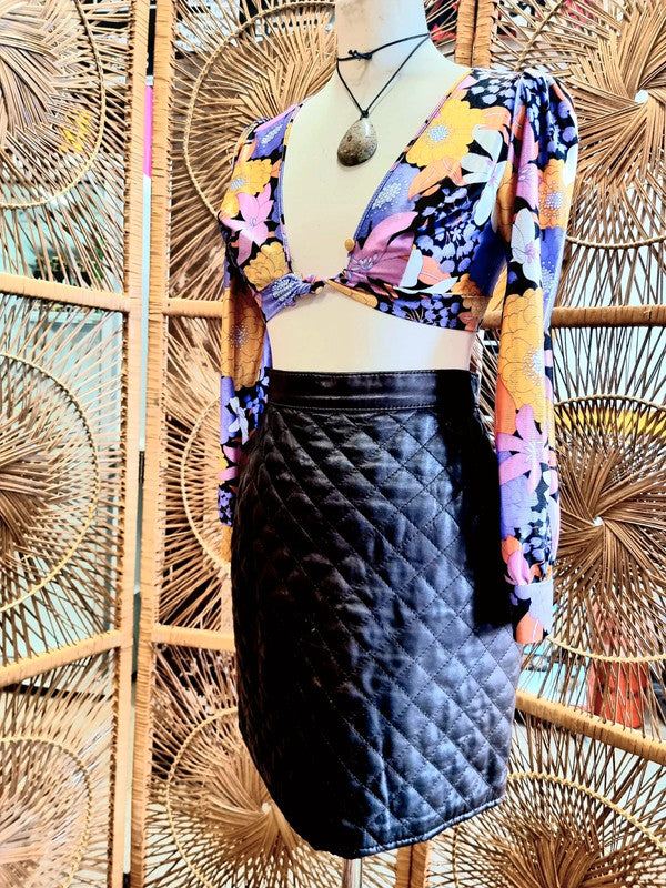 Vintage Enato Quilted Leather Skirt