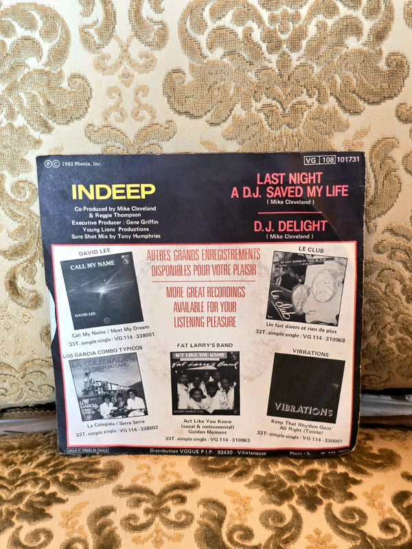 Indeep – Last Night A D.J. Saved My Life Vinyl Record