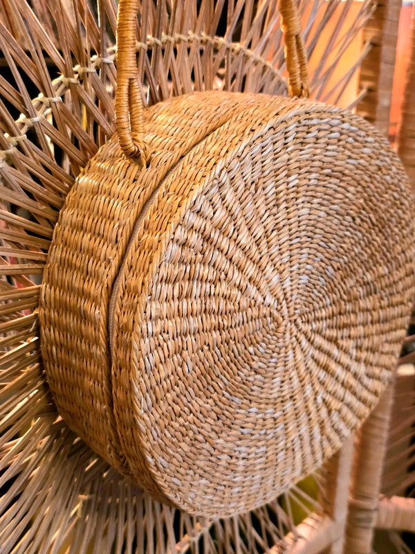 Vintage Round Rattan Hand Bag