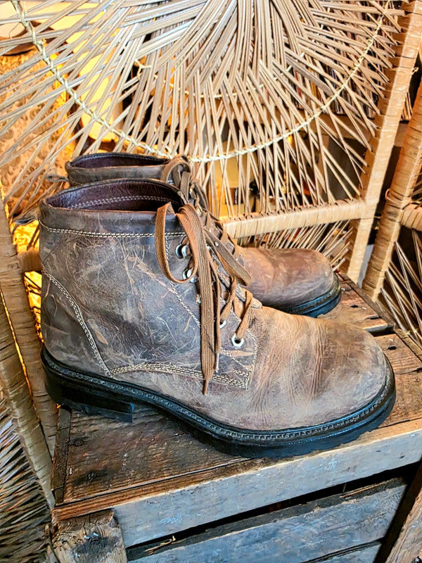 Vintage 80's Distressed Leather Hiking Boots