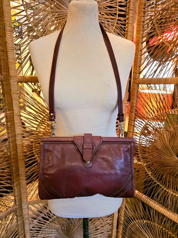 Vintage 80s Leather Shoulder / Clutch Bag