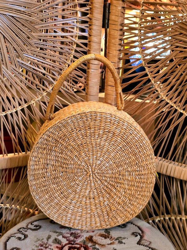 Vintage Round Rattan Hand Bag