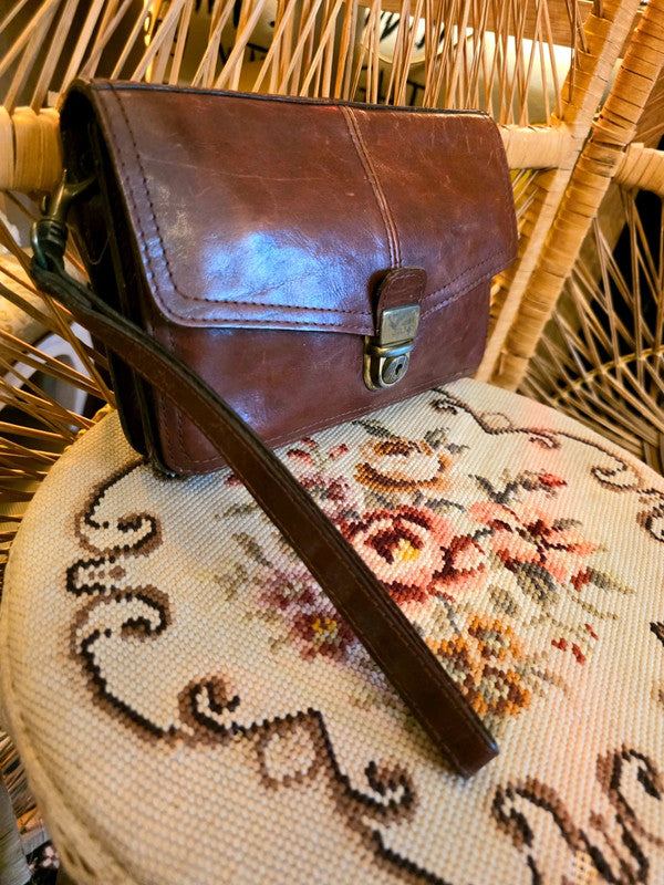 Vintage 1980s Leather Wrist Bag