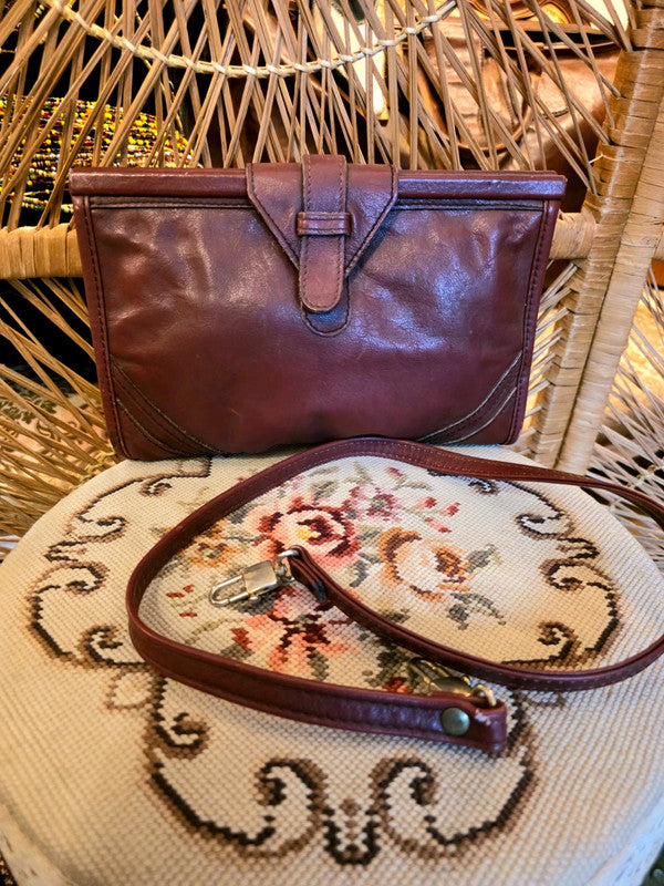 Vintage 80s Leather Shoulder / Clutch Bag