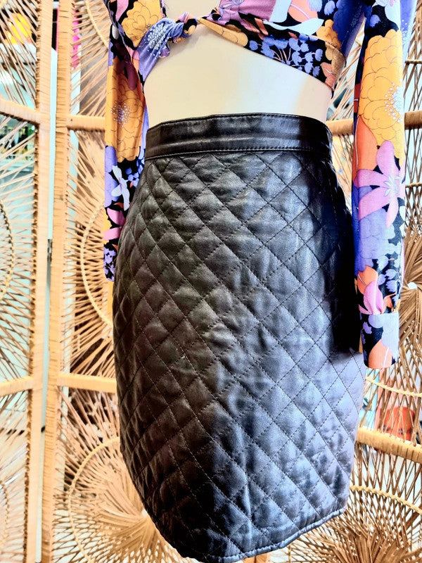 Vintage Enato Quilted Leather Skirt