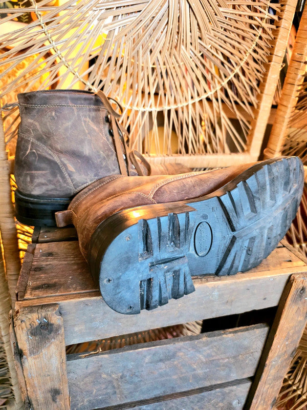 Vintage 80's Distressed Leather Hiking Boots