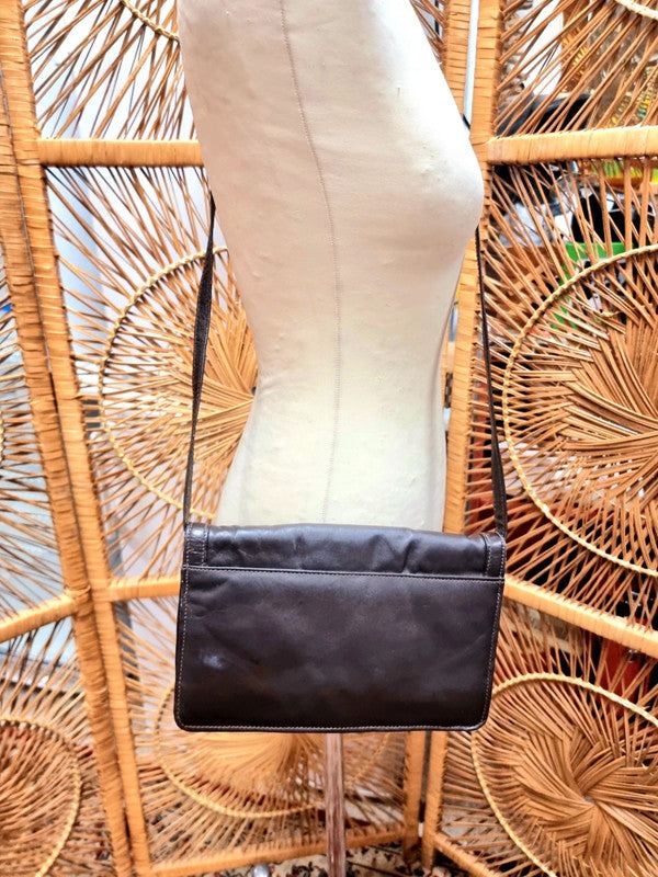 Vintage 80s Leather Shoulder & Clutch Tas