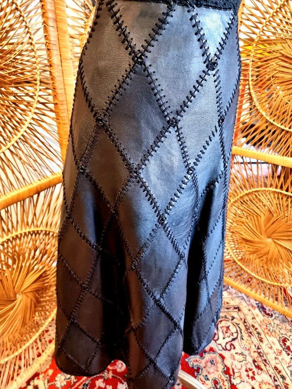 Vintage 80's Leather Patchwork Skirt