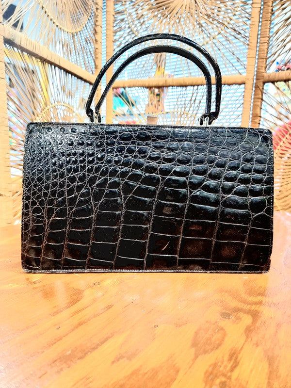 Vintage 1960s Genuine Alligator Handbag