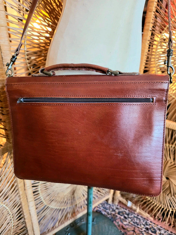Vintage 70s /80s Satchel Leather Briefcase Shoulder Bag