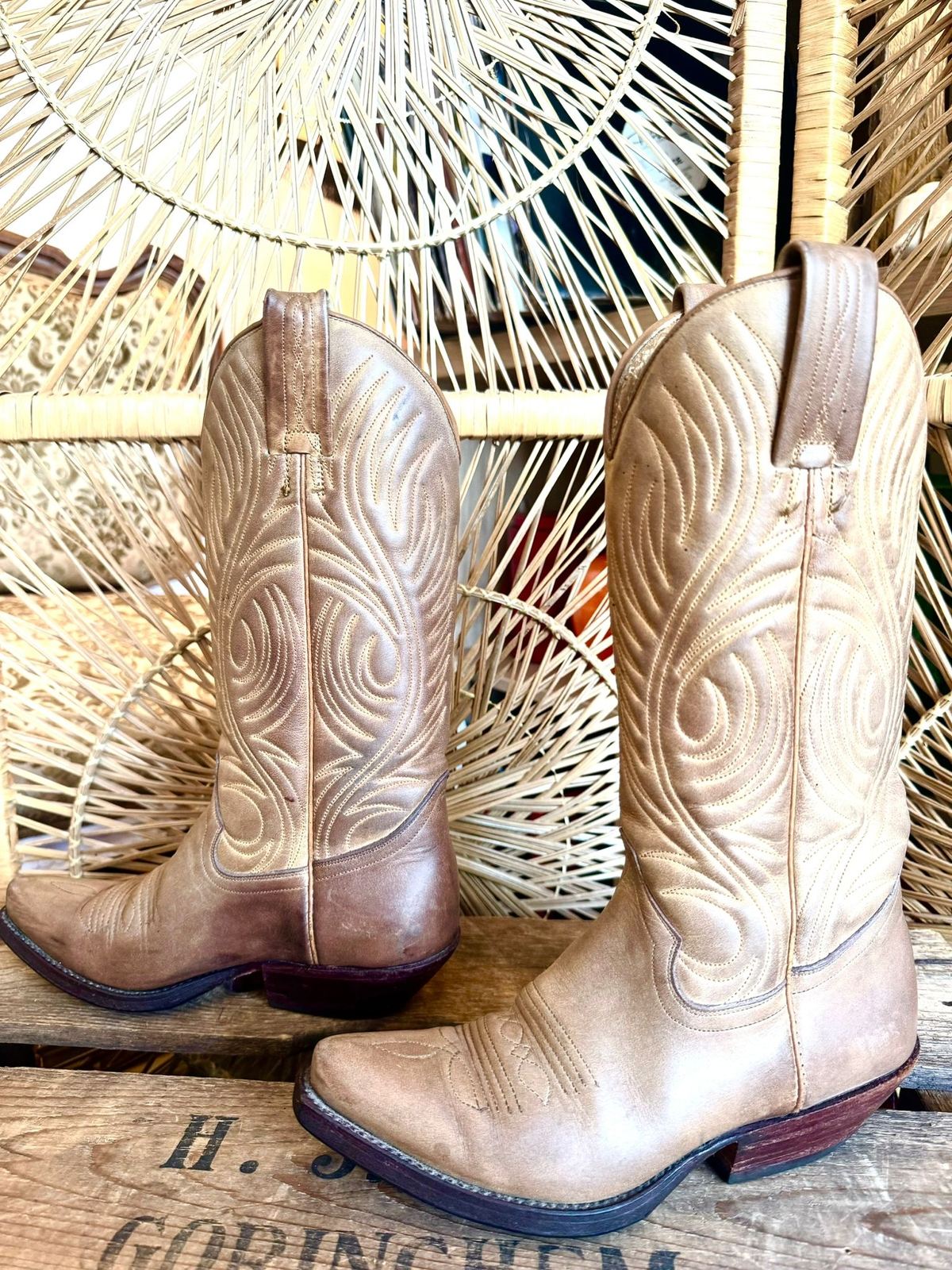 Vintage Tony Mora Leather Cowboy Boots