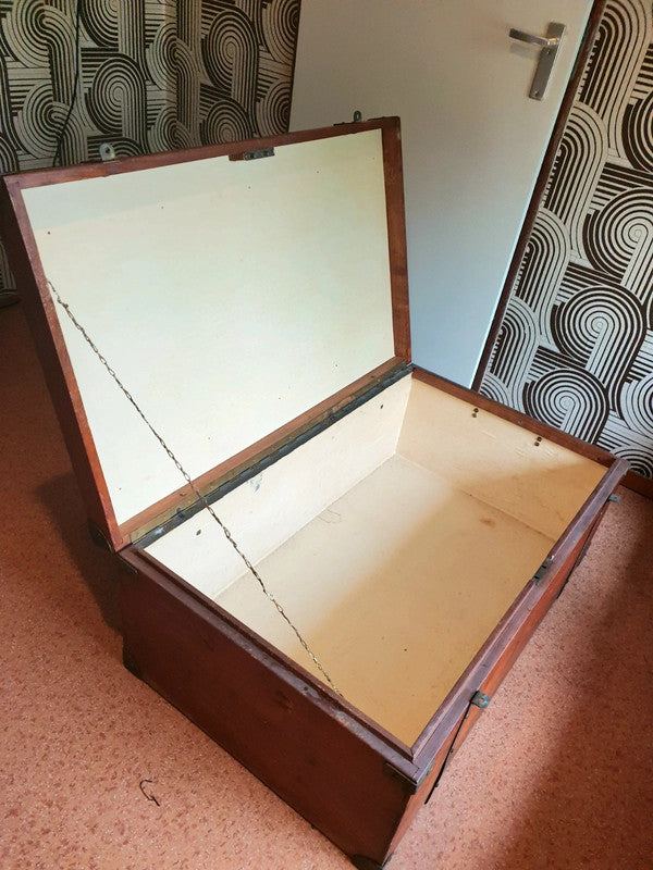 Antique Vintage Wooden Carriage Trunk/ Chest