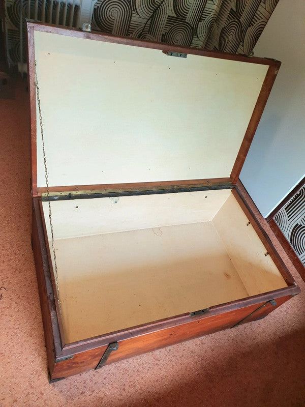 Antique Vintage Wooden Carriage Trunk/ Chest