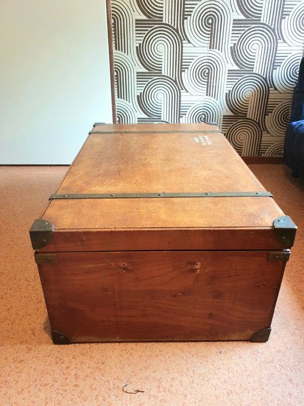 Antique Vintage Wooden Carriage Trunk/ Chest