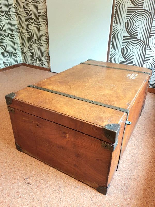 Antique Vintage Wooden Carriage Trunk/ Chest