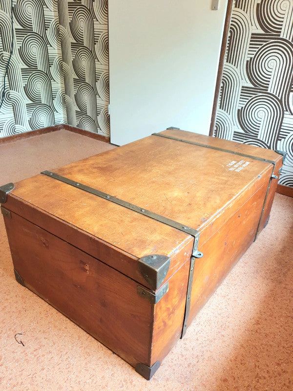 Antique Vintage Wooden Carriage Trunk/ Chest