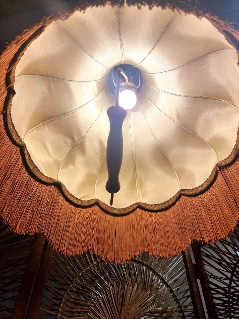 Vintage 60s / 70s Adjustable Fringe Ceiling Lamp Hanglamp