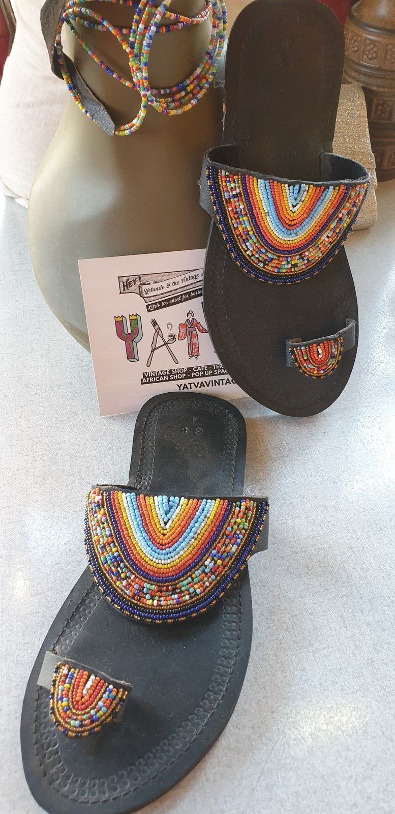 African on sale beads slippers