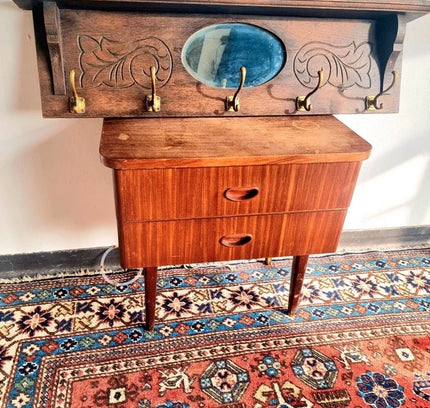 Art Nouveau / Carved Wooden Antique Oak Wall Coat Rack ca. 1910–1920